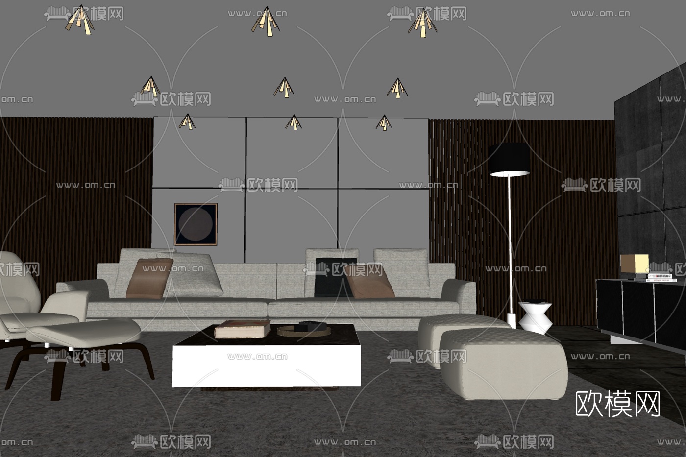 现代简约客厅su模型