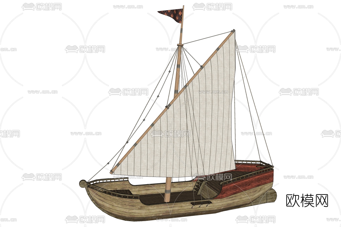 现代帆船su模型下载