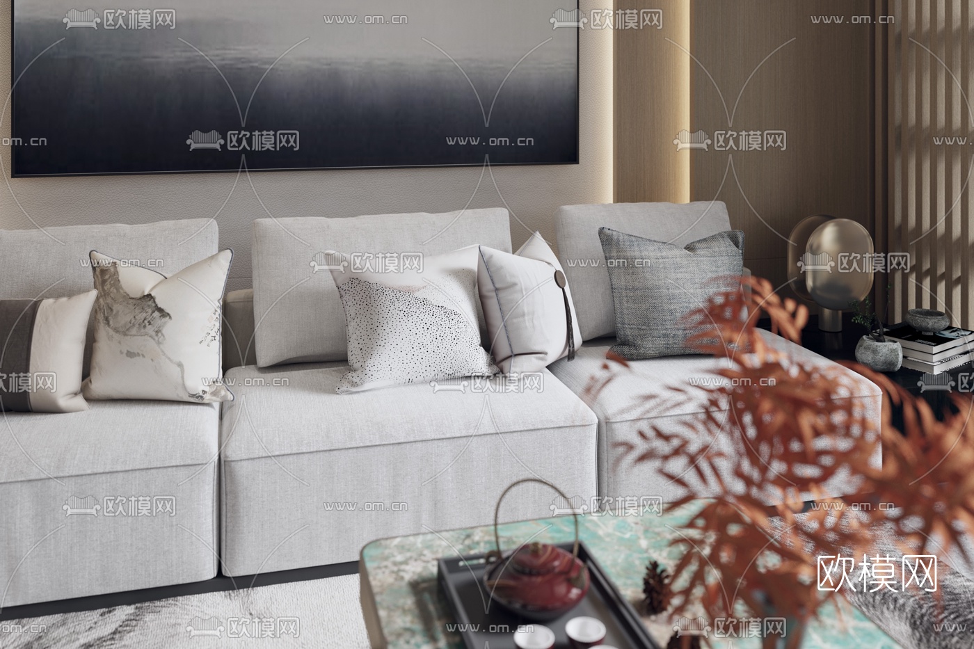 新中式别墅客厅3d模型