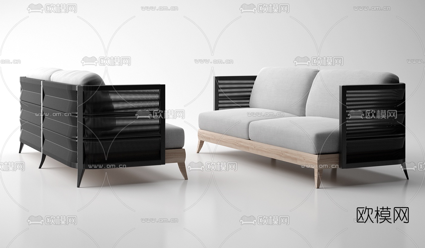 北欧布艺双人沙发3d模型
