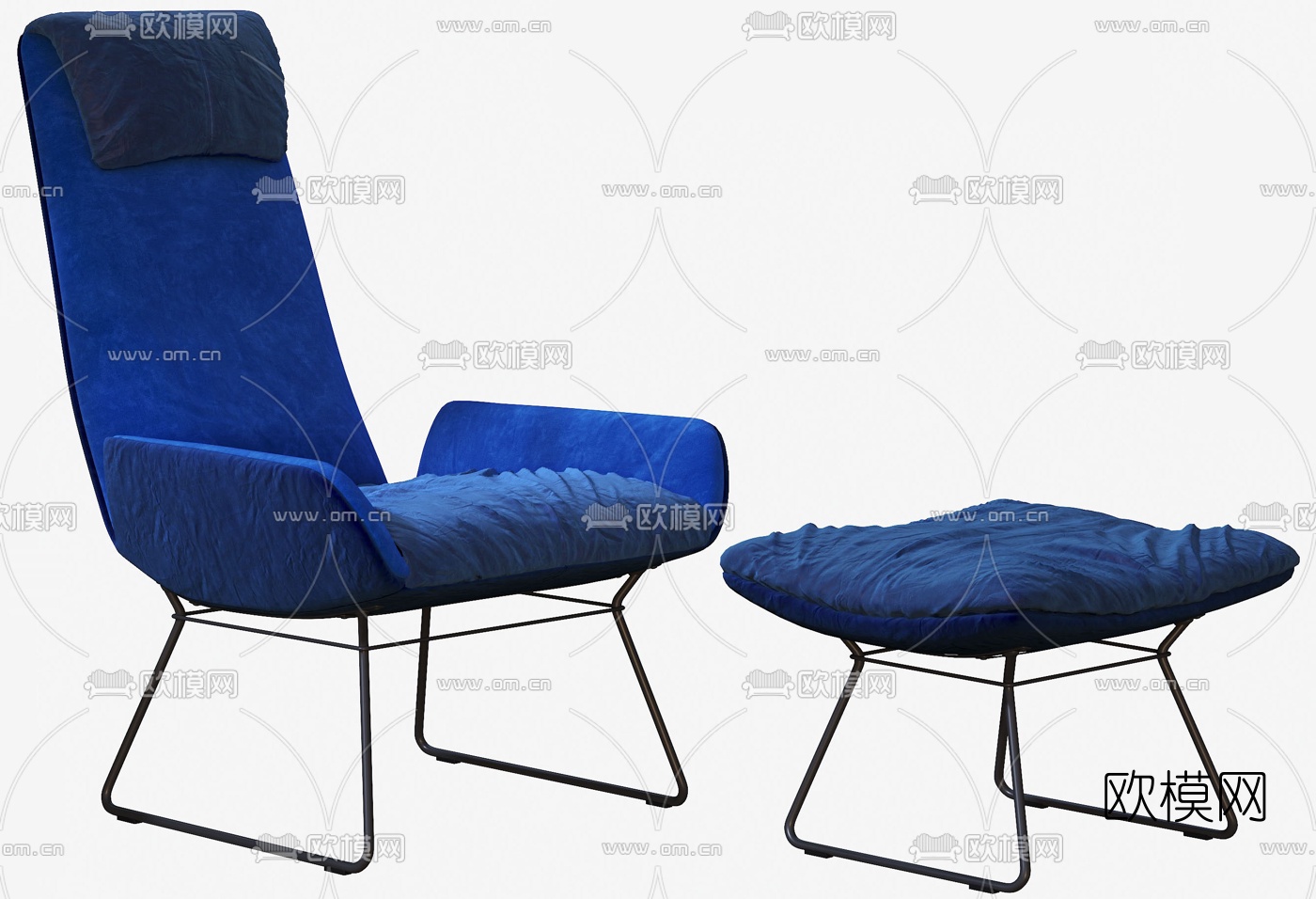 现代高背休闲椅躺椅3d模型下载（渲染图3）