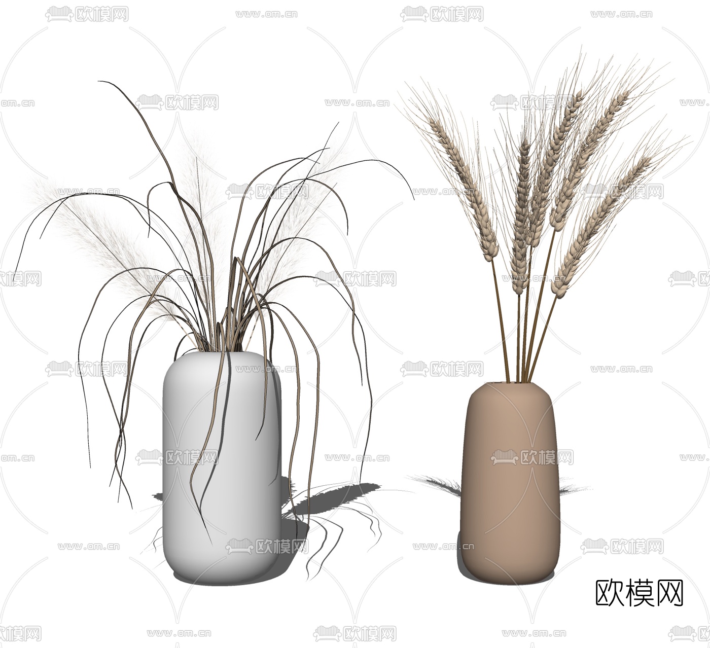 现代麦穗花艺花瓶su模型