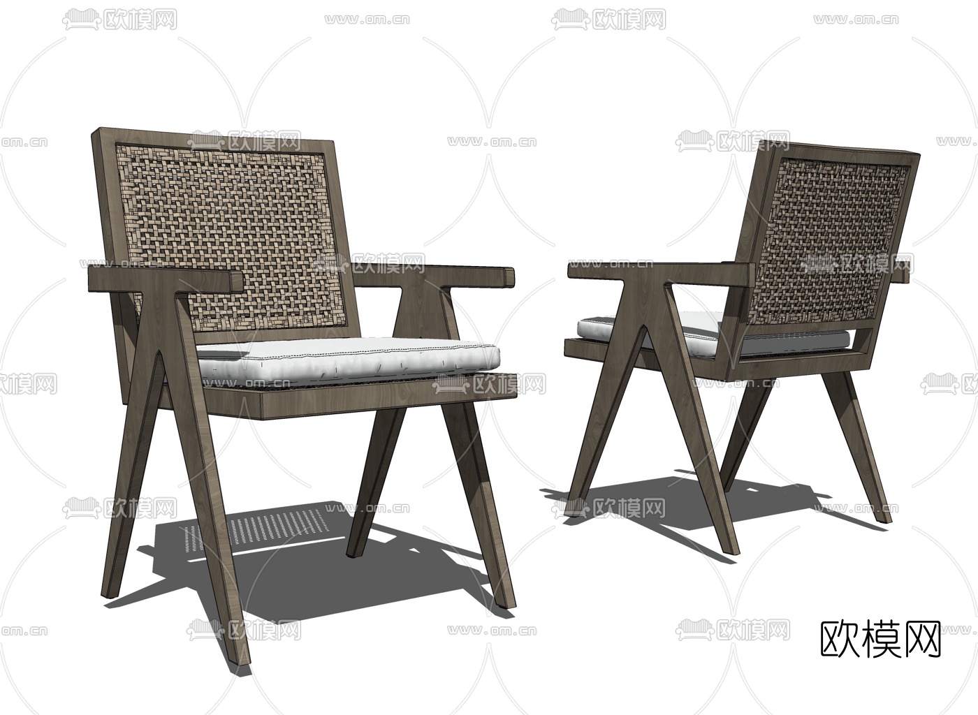 现代休闲藤椅su模型下载（渲染图2）
