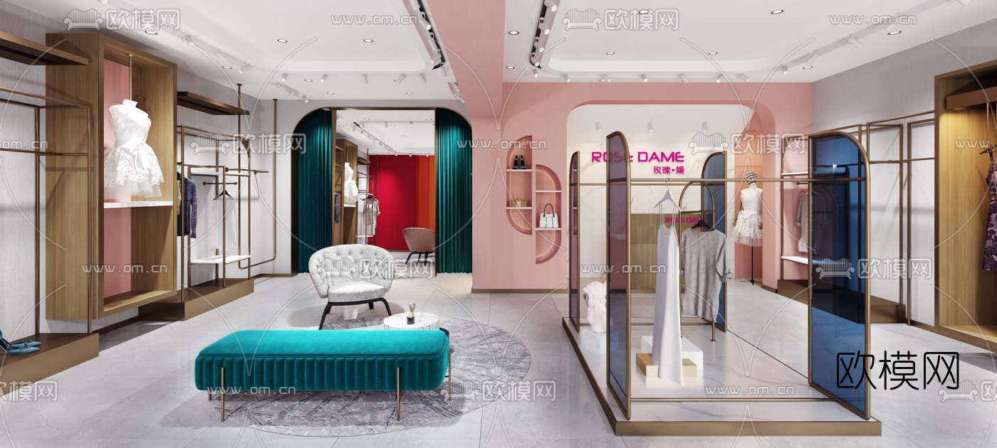 现代女装服装店3d模型