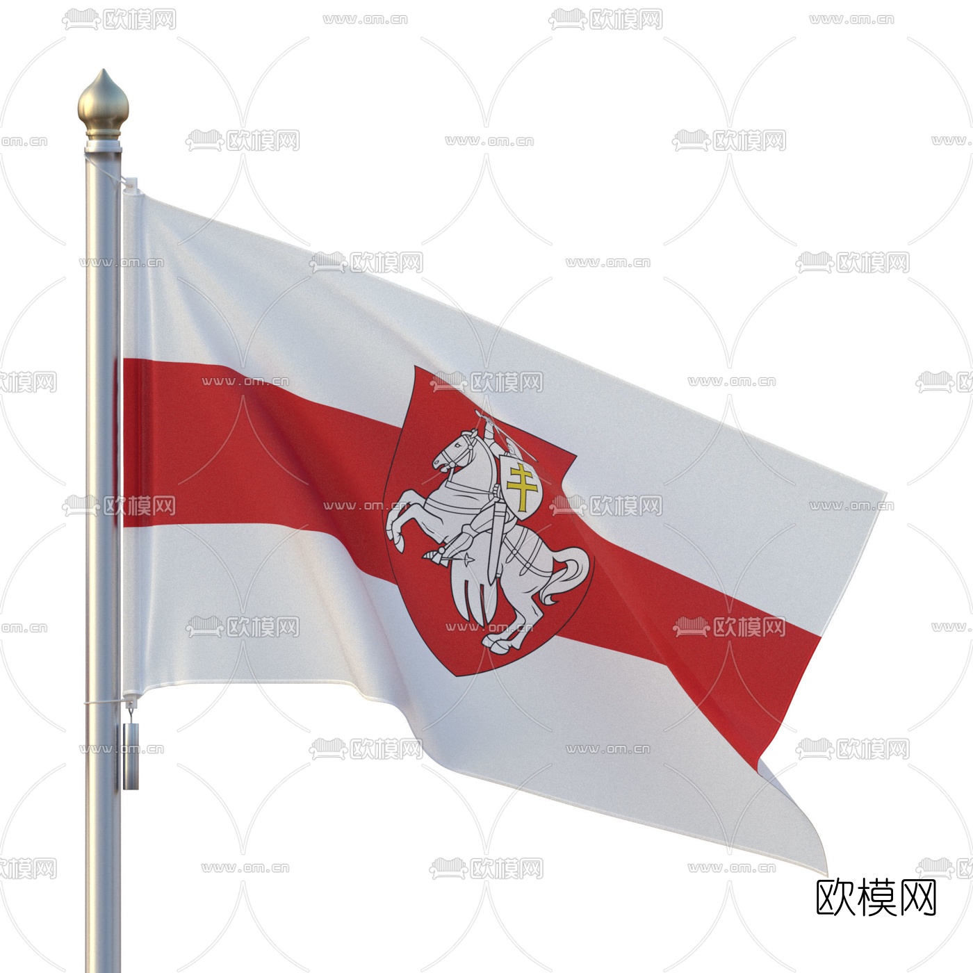 现代国旗旗帜3d模型