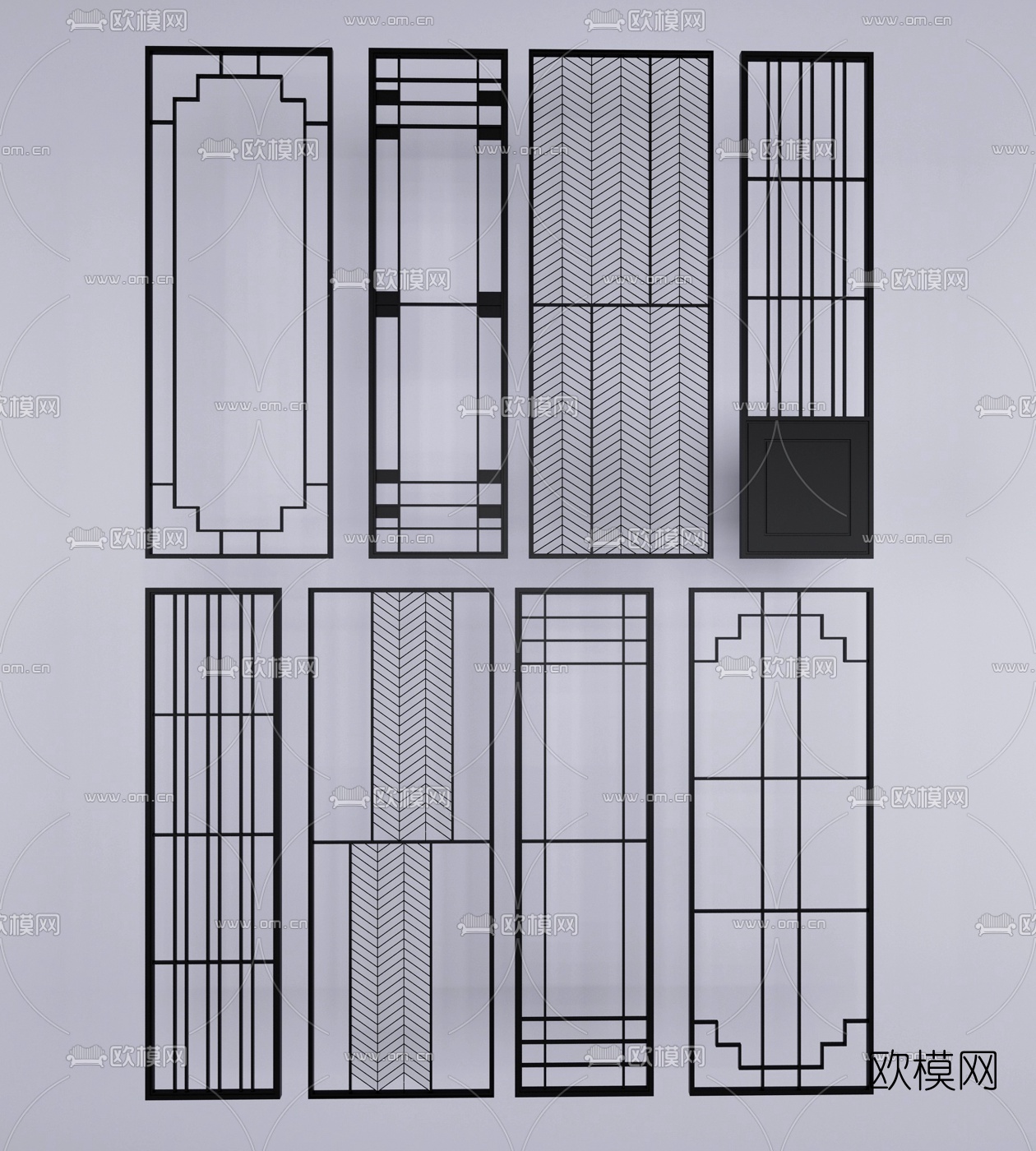 中式隔断屏风3d模型下载