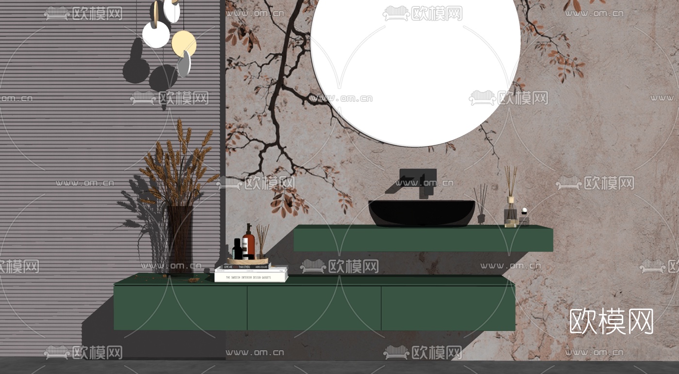 现代洗手台su模型下载（渲染图2）