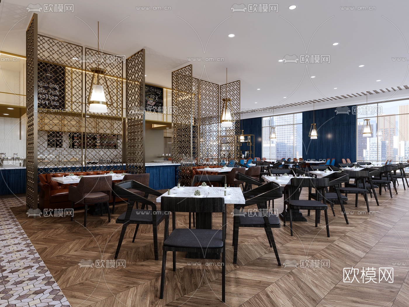 北欧简约自助餐厅3d模型下载（渲染图1）