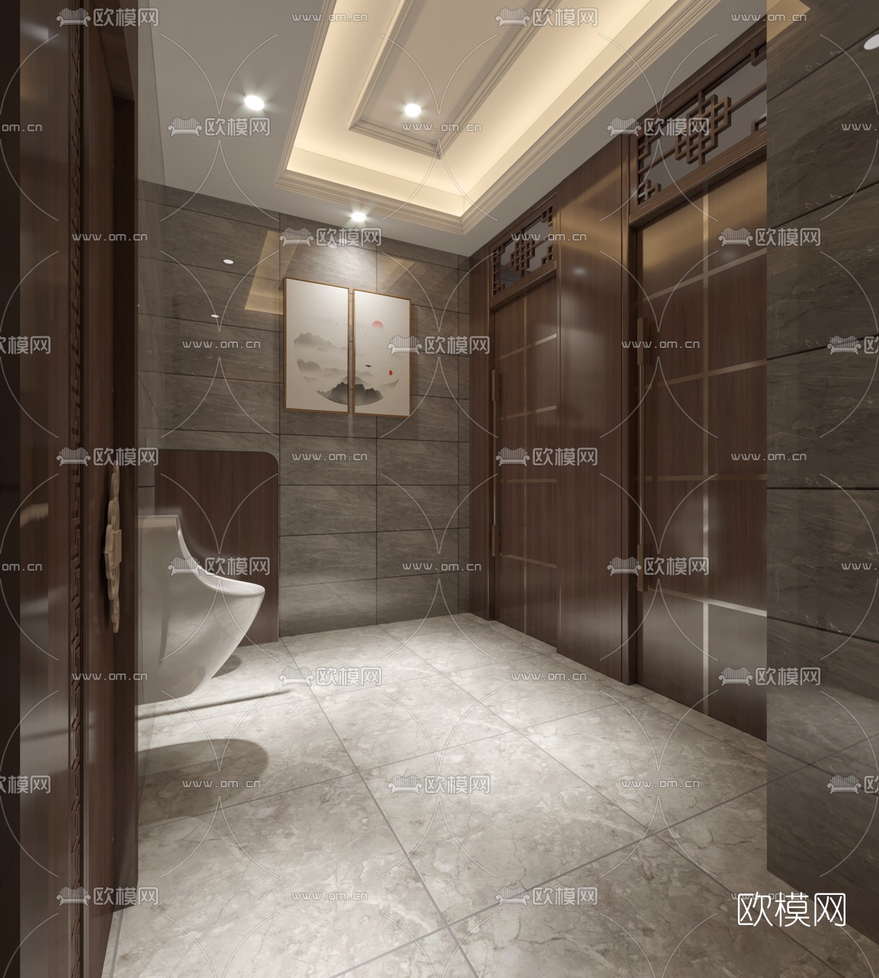 新中式公用卫生间免费3d模型