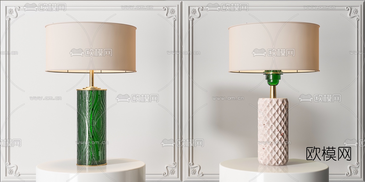 现代陶瓷台灯3d模型下载（渲染图2）