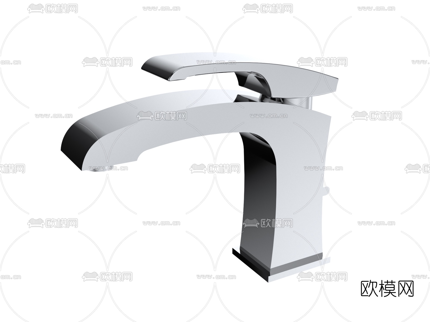 现代不锈钢水龙头3d模型下载（渲染图3）