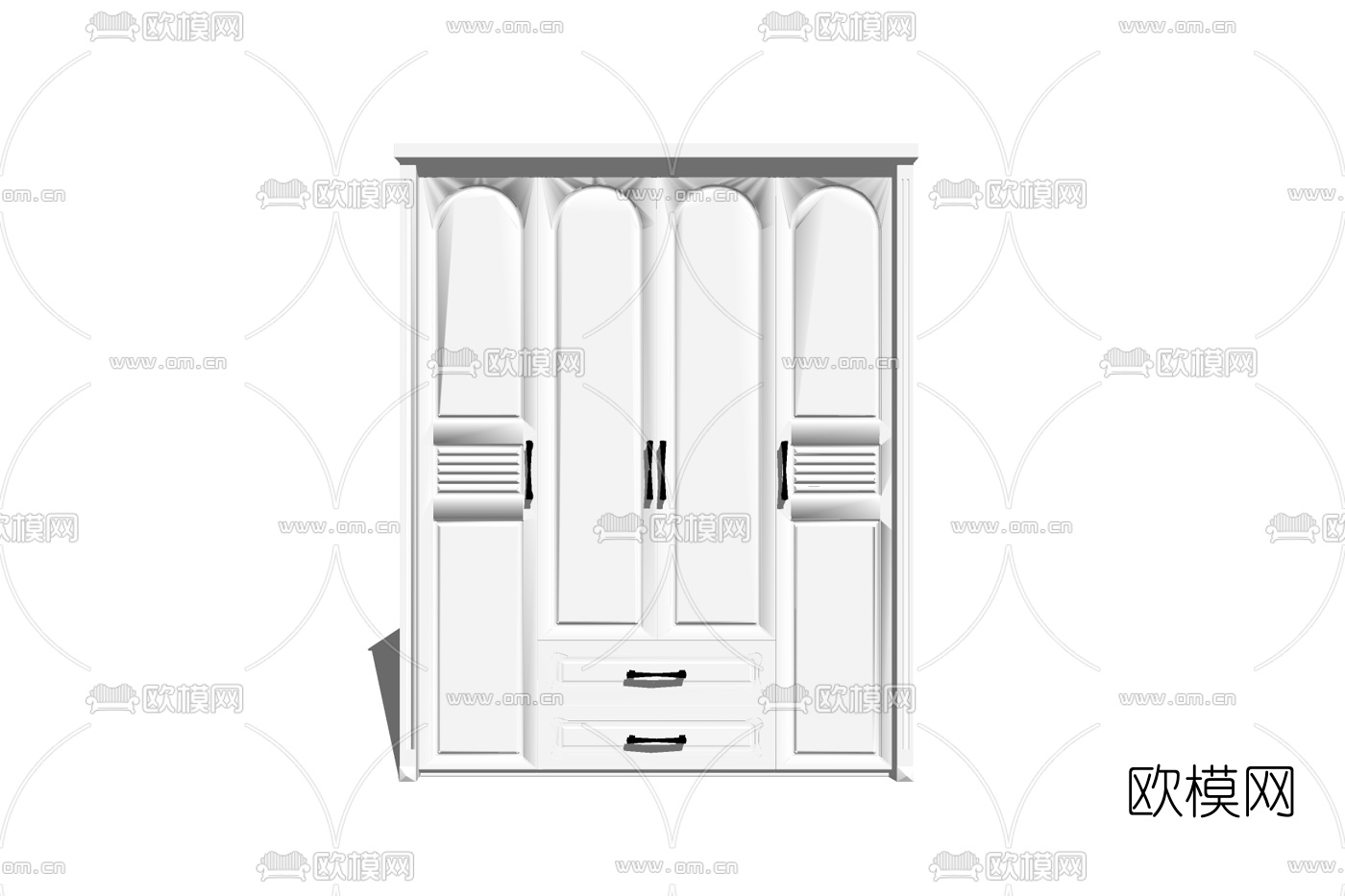 简欧实木衣柜免费su模型下载