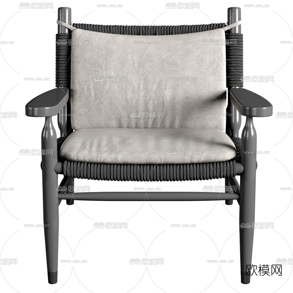 现代绳编户外休闲椅3d模型下载（渲染图2）