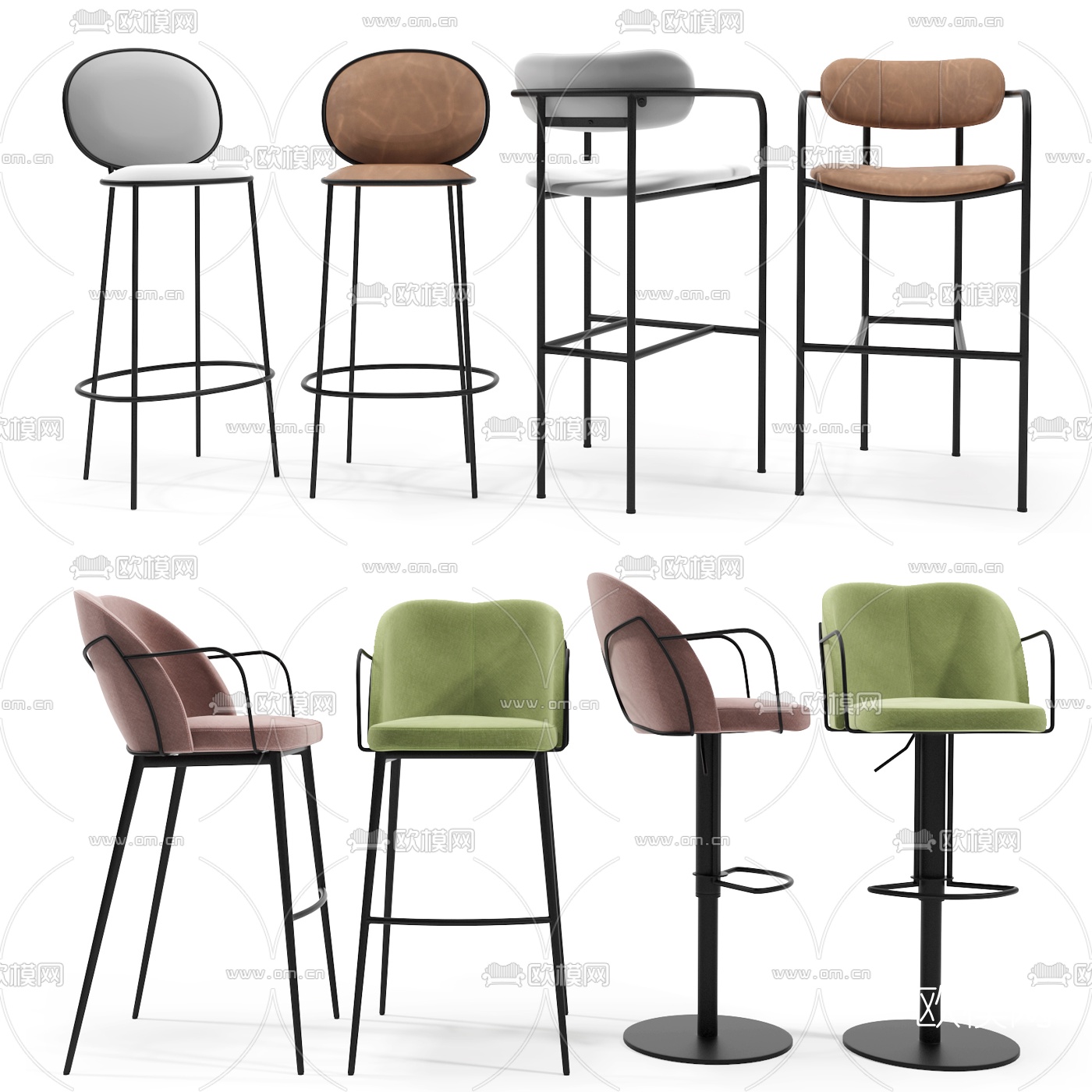 现代时尚吧台椅3d模型下载