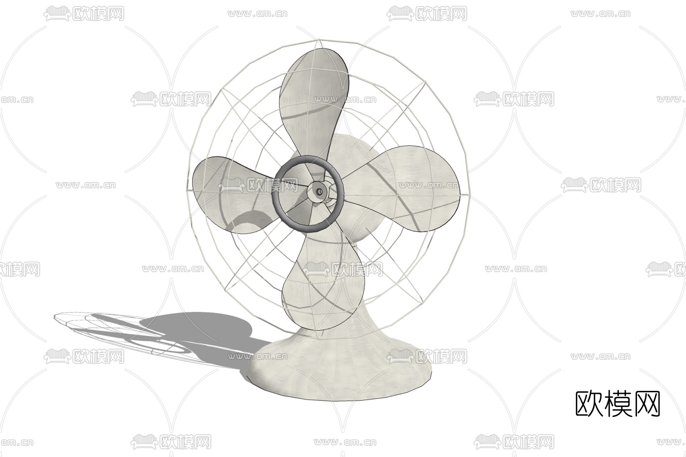 现代台扇风扇免费su模型下载