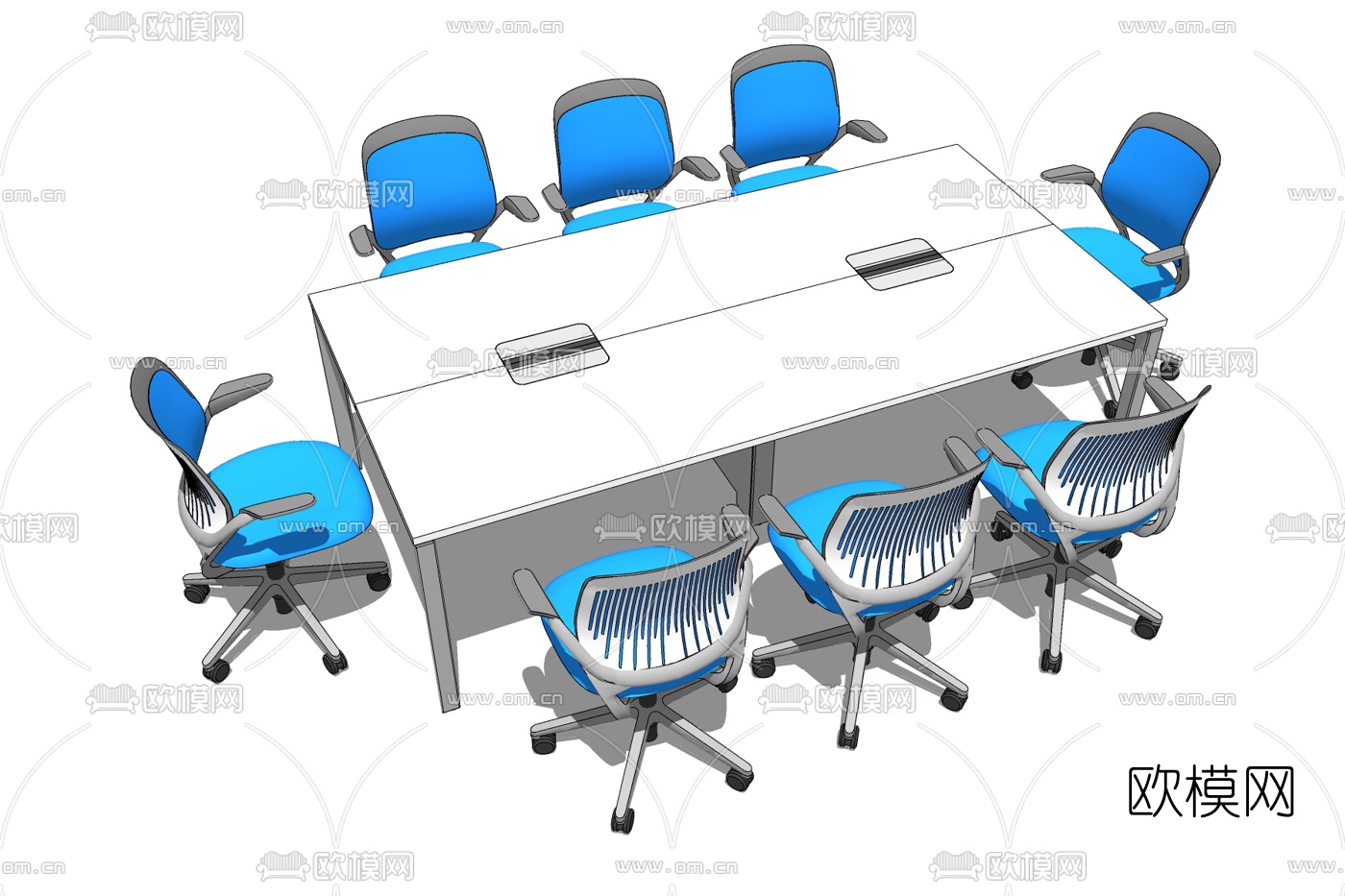 现代会议桌椅免费su模型下载
