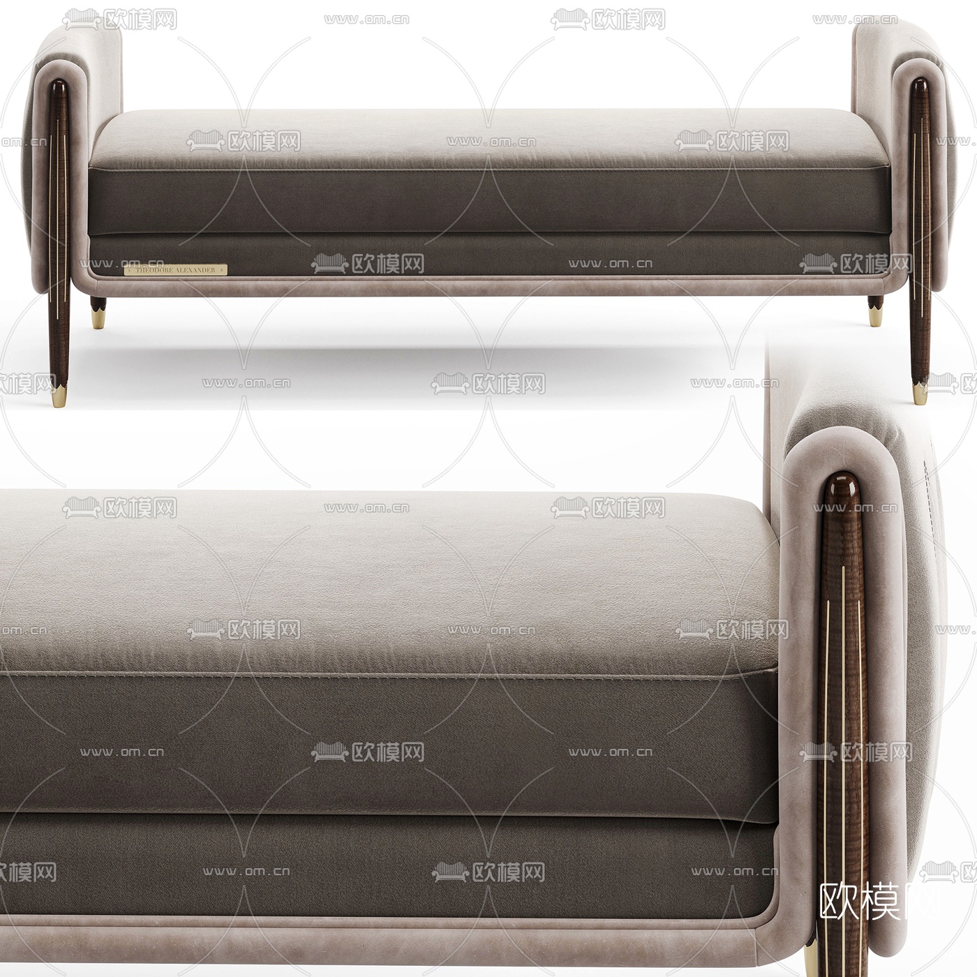 现代布艺床尾凳沙发凳3d模型下载（渲染图2）