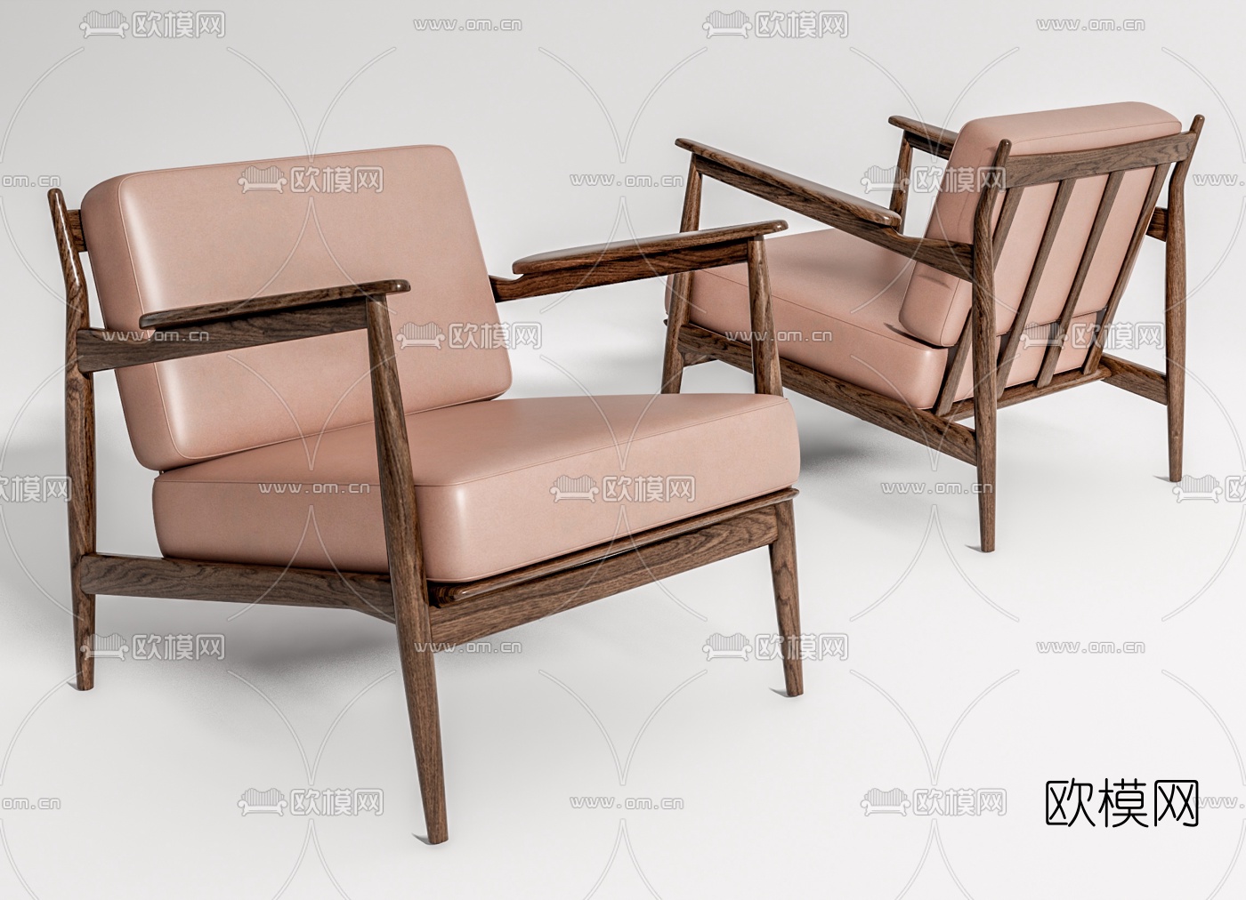 现代实木休闲椅su模型下载（渲染图1）