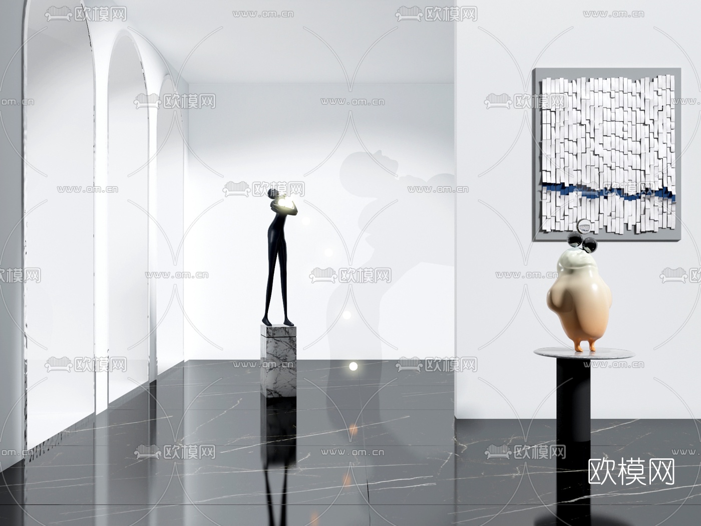 现代艺术人物雕塑摆件3d模型下载