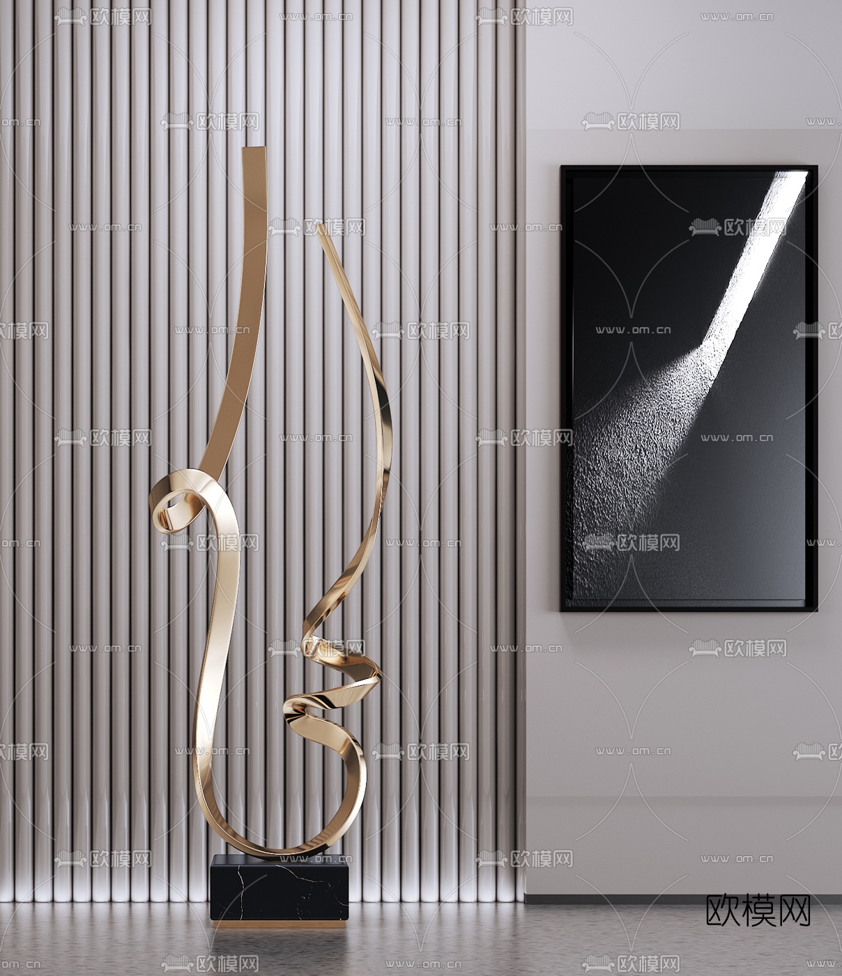 现代抽象金属雕塑摆件3d模型下载