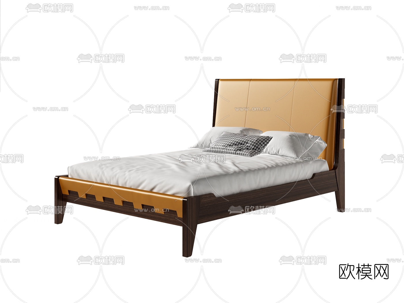 B&B Italia 现代皮革双人床3d模型下载