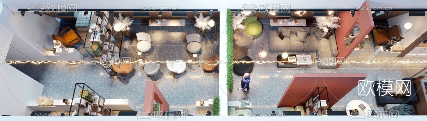 现代精品酒店大堂吧3d模型