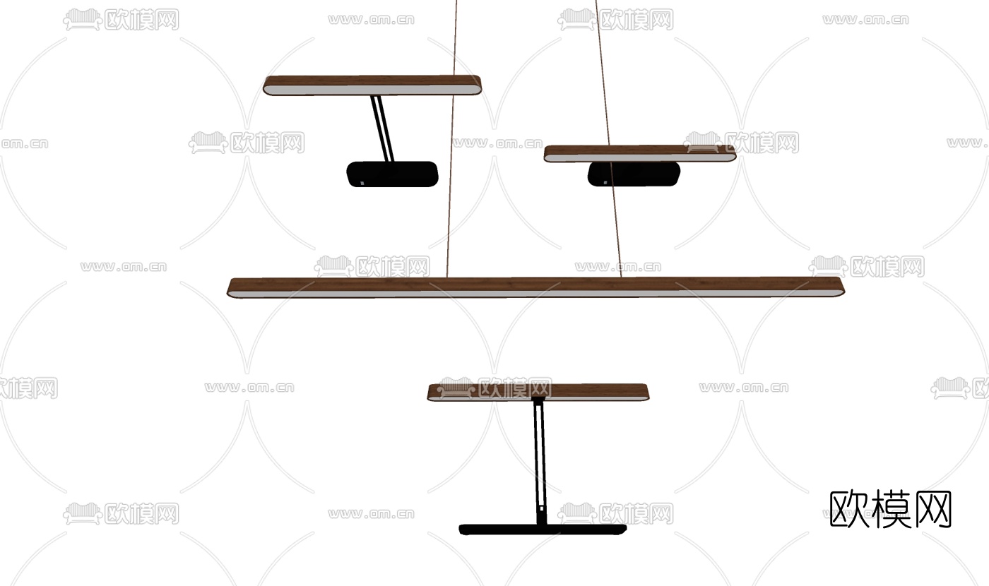 现代条形吊灯免费su模型下载