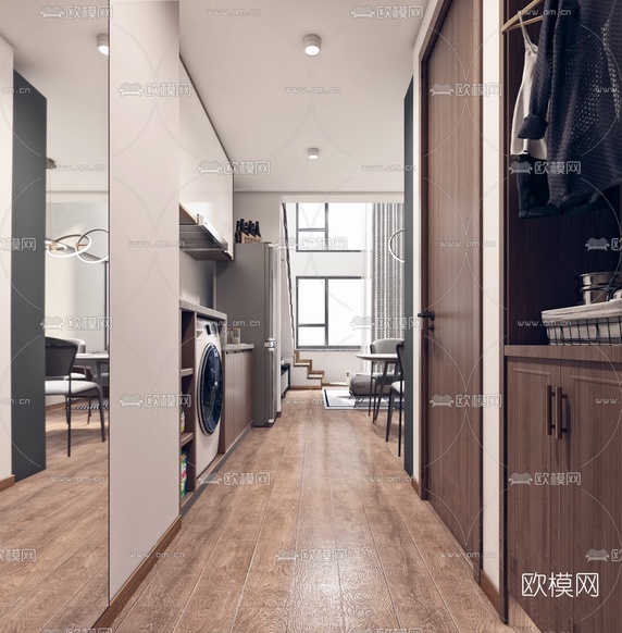 现代轻奢复式公寓3d模型下载(渲染图4)
