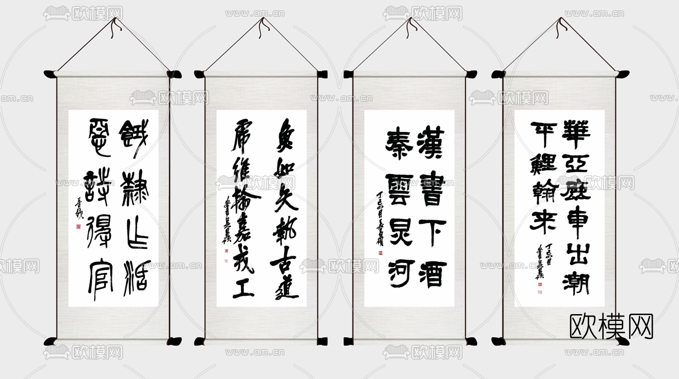 新中式装饰挂画su模型