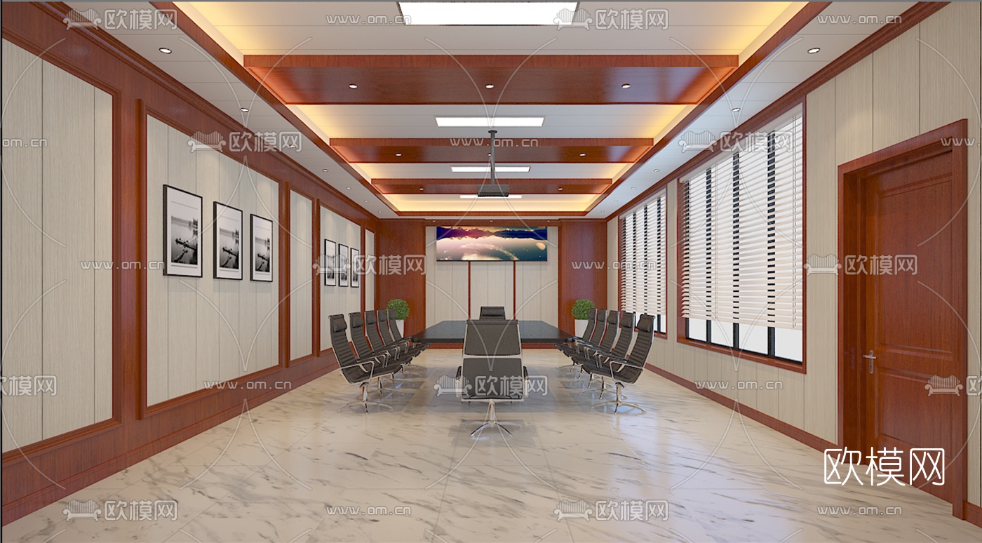 现代会议室免费3d模型下载