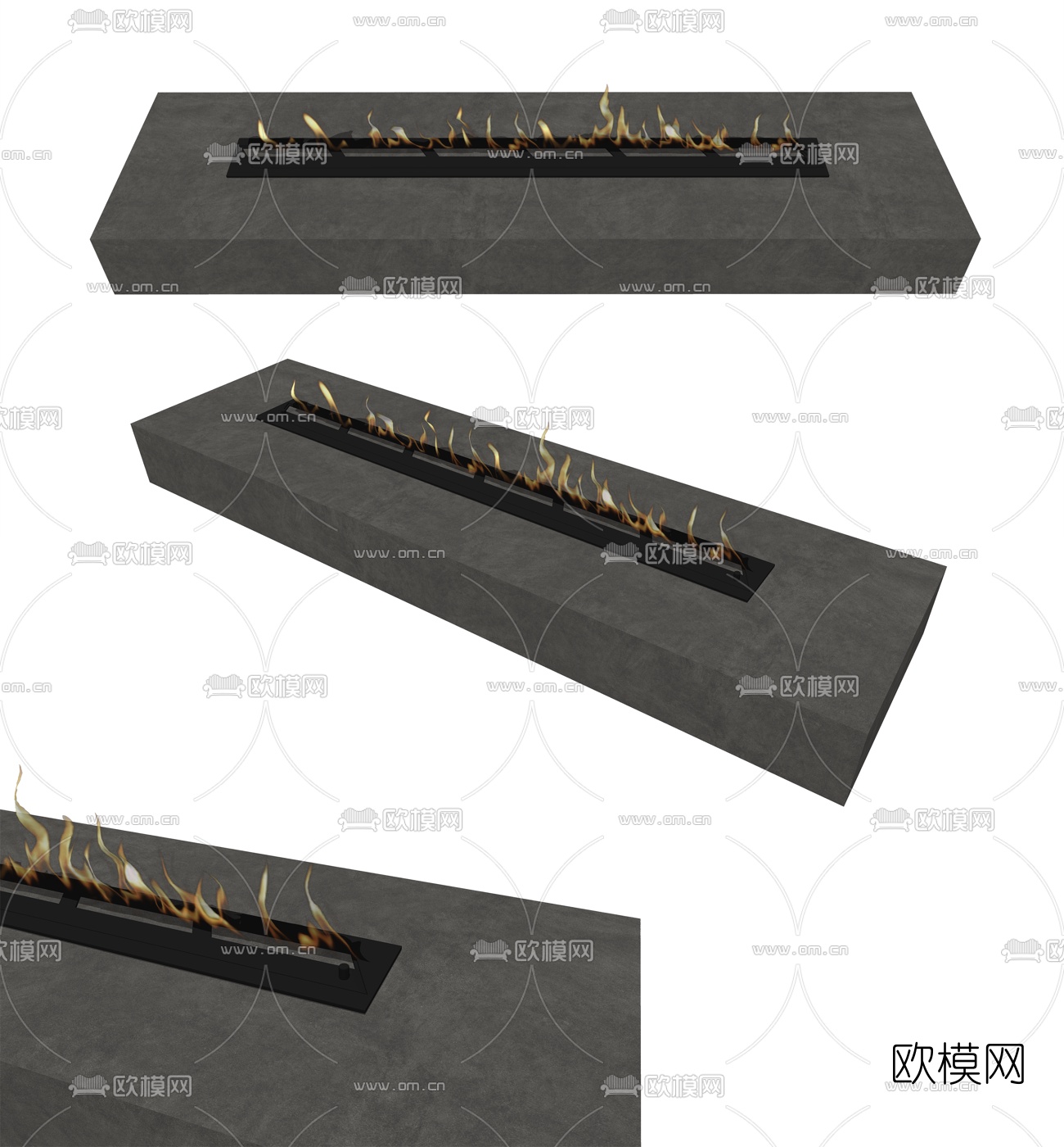 现代壁炉壁火su模型下载