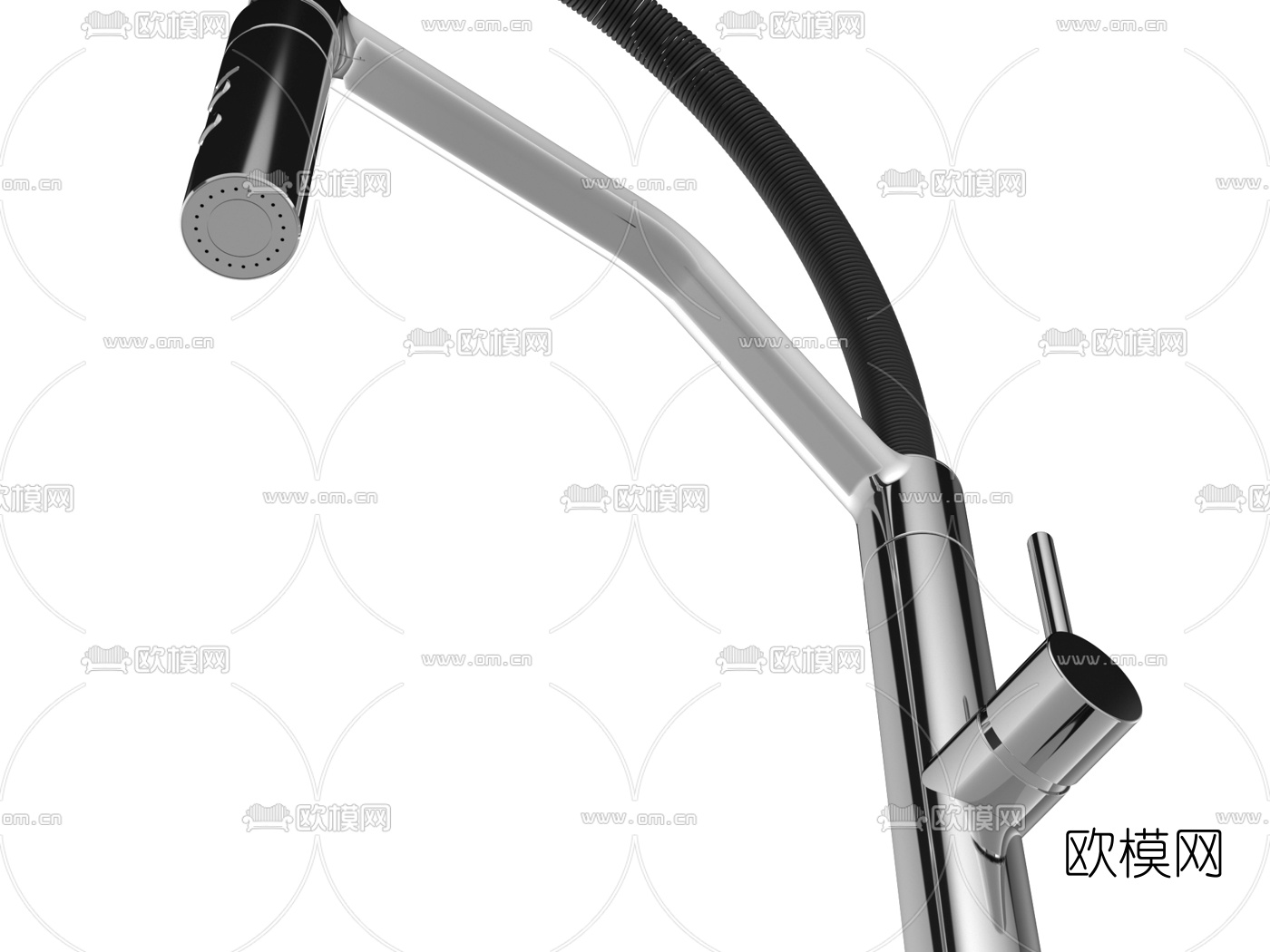 现代不锈钢弹簧水龙头3d模型下载（渲染图3）