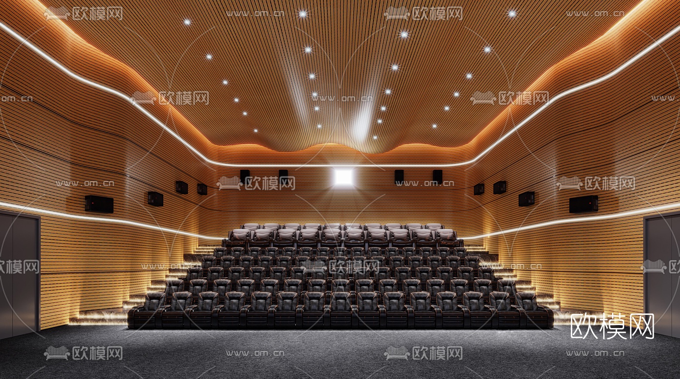 现代电影院放映厅3d模型下载（渲染图1）