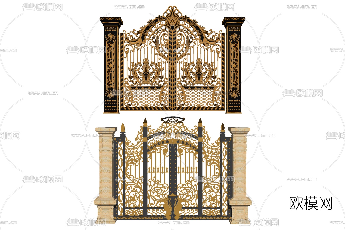 欧式金属大门su模型下载