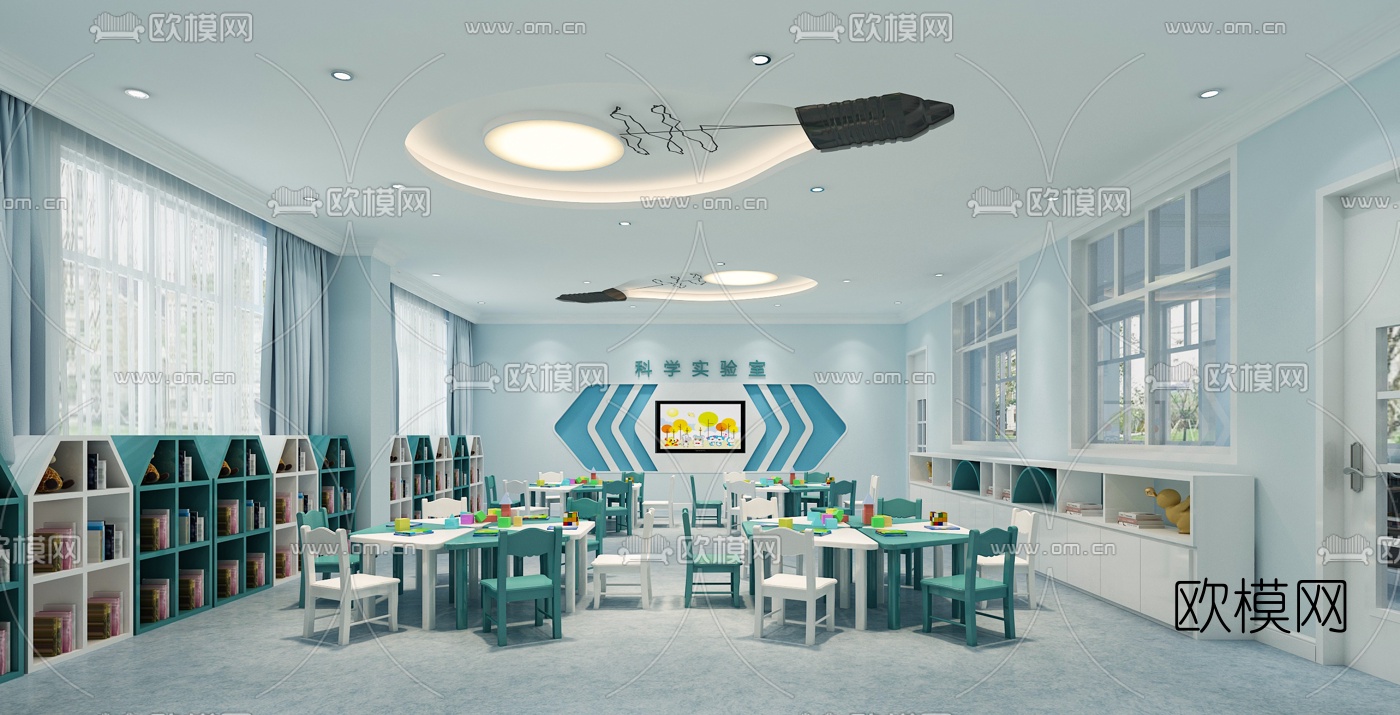 现代幼儿园科学室3d模型下载（渲染图2）