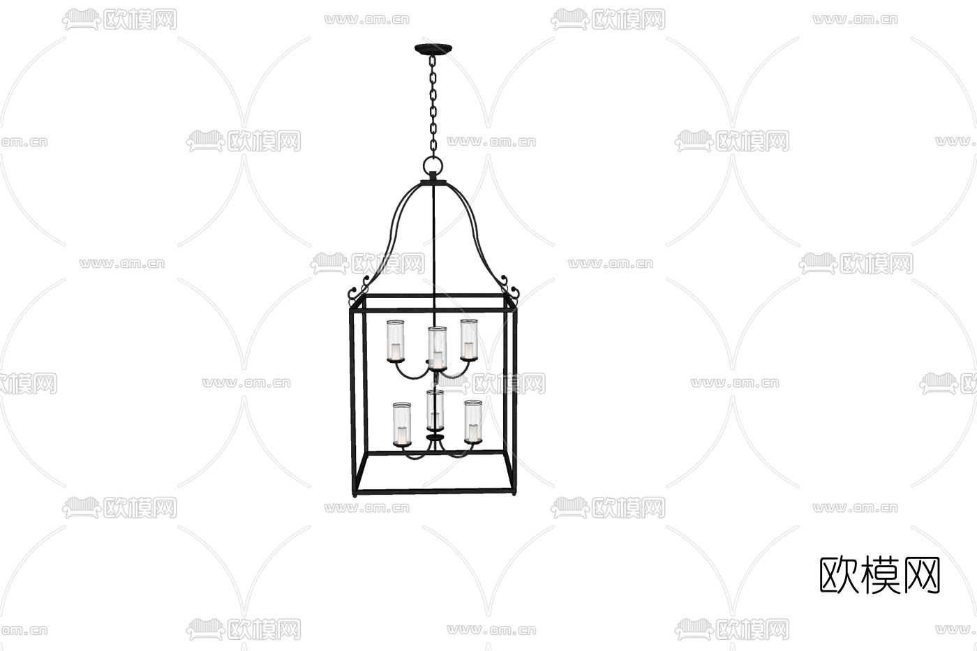 欧式金属多头吊灯免费su模型下载