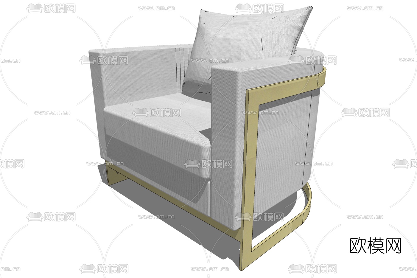 现代布艺单人沙发su模型下载