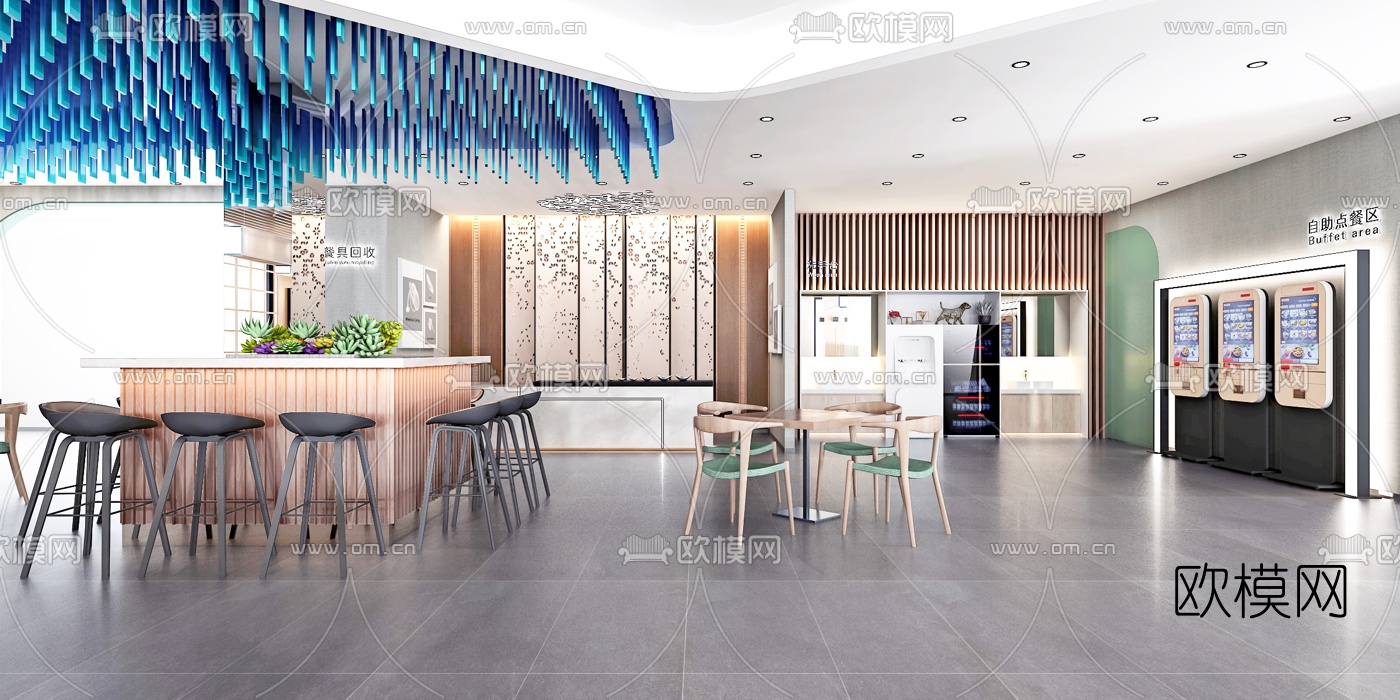 现代快餐厅3d模型下载（渲染图2）