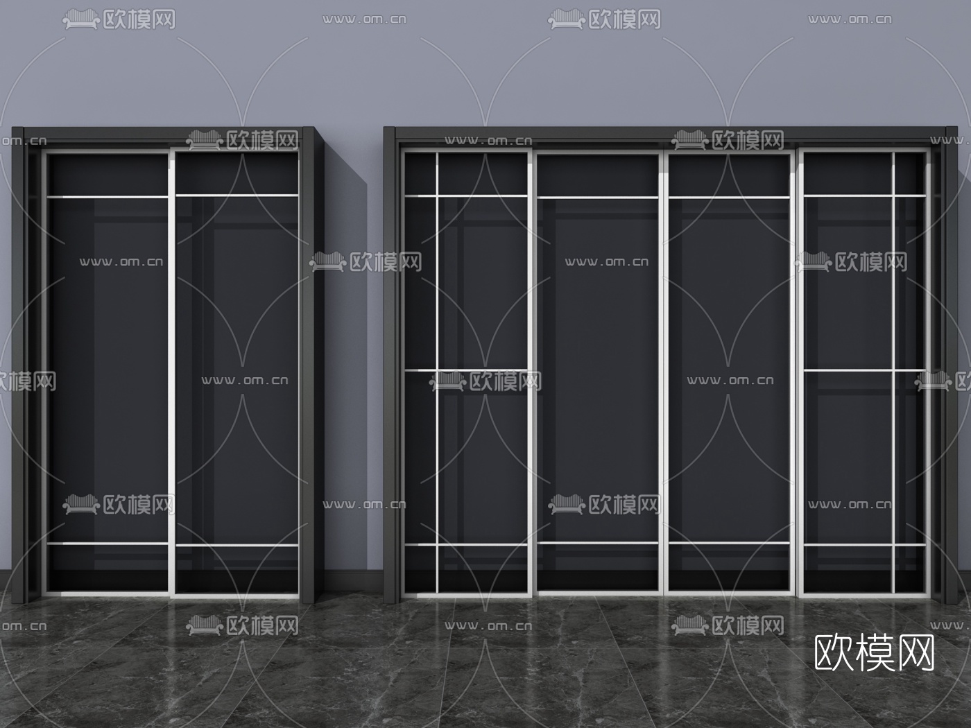 现代推拉门平开门房门3d模型