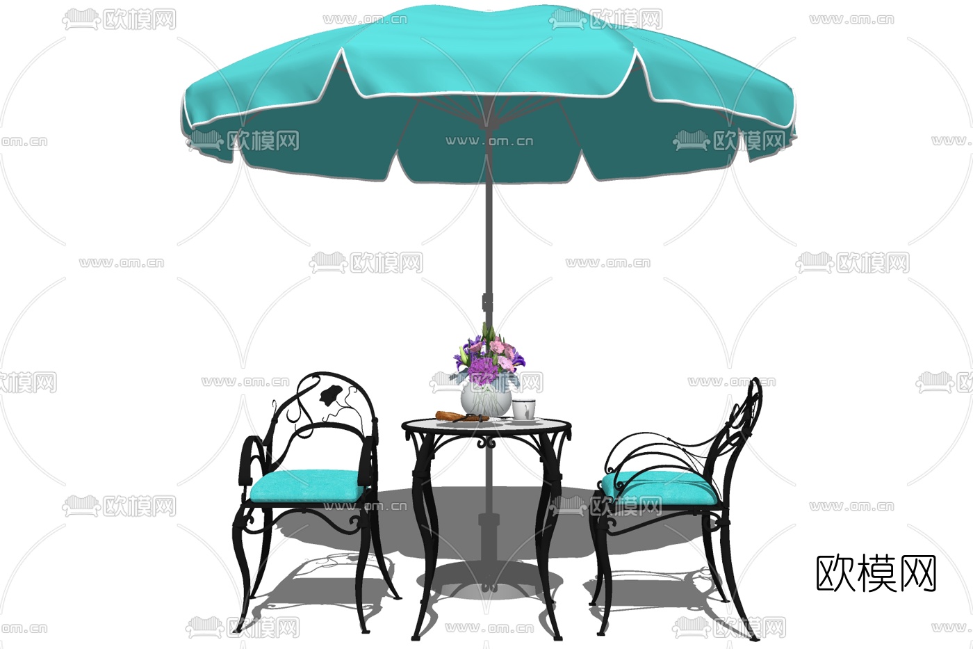 欧式休闲桌椅su模型下载