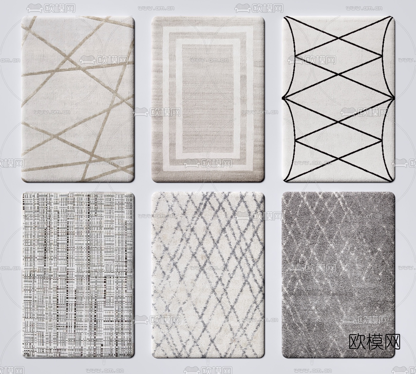 现代布艺地毯3d模型下载