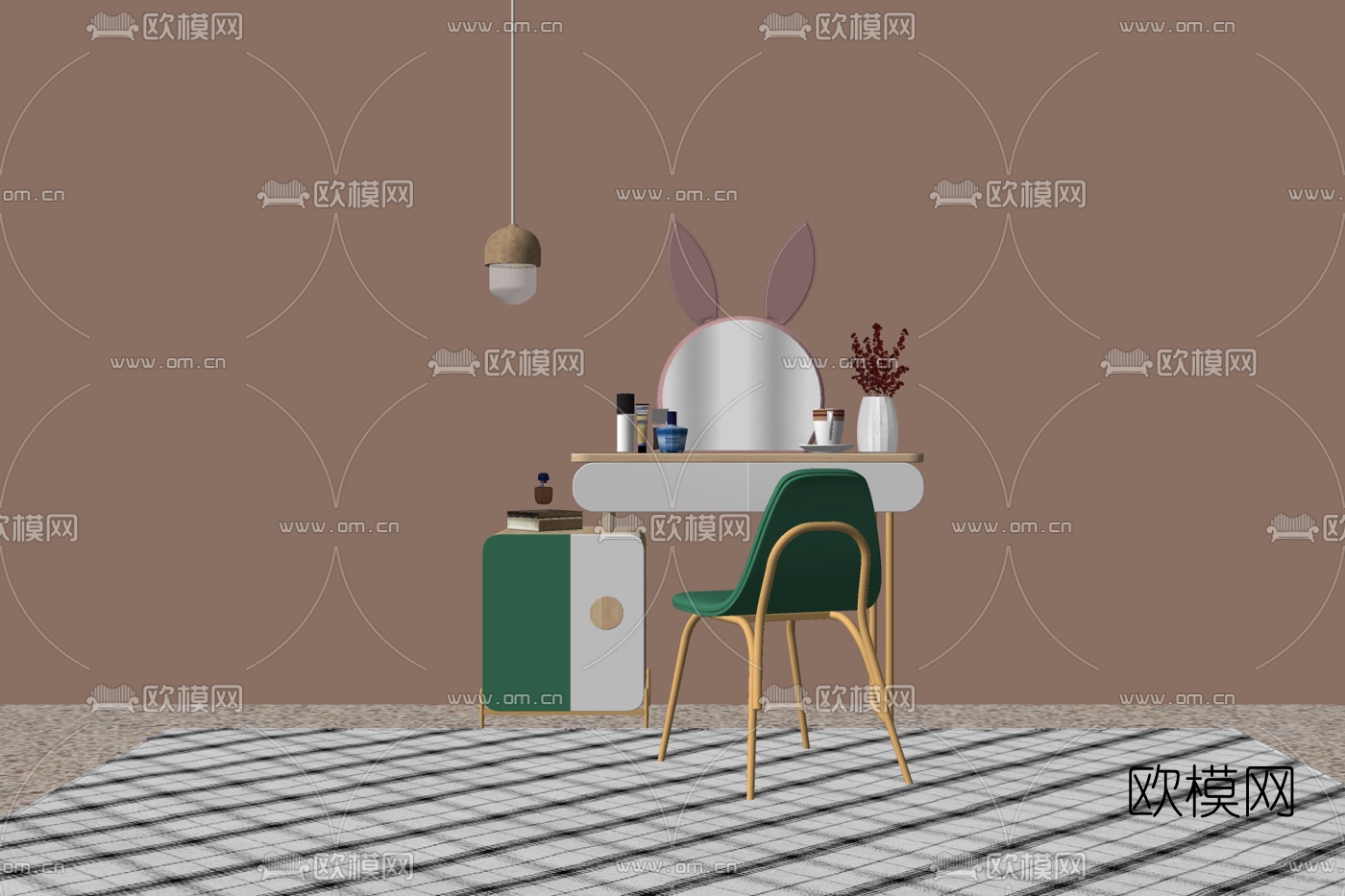 现代轻奢梳妆台su模型下载