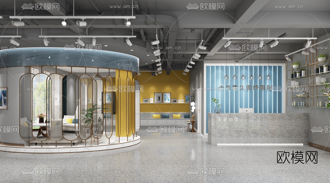 现代婚纱摄影店3d模型