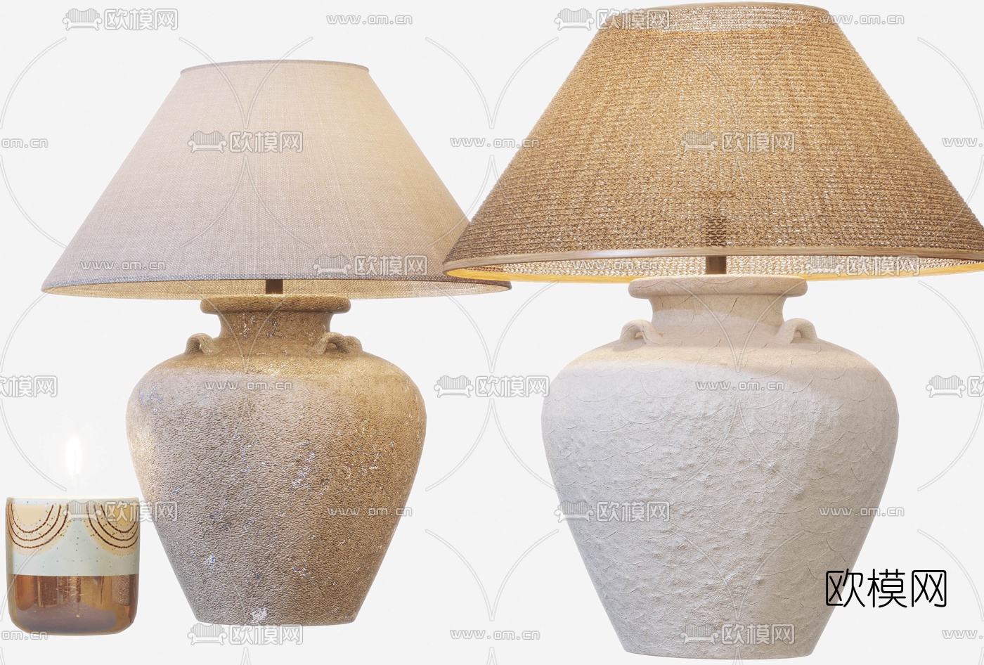 东南亚简约台灯烛台灯3d模型下载（渲染图4）