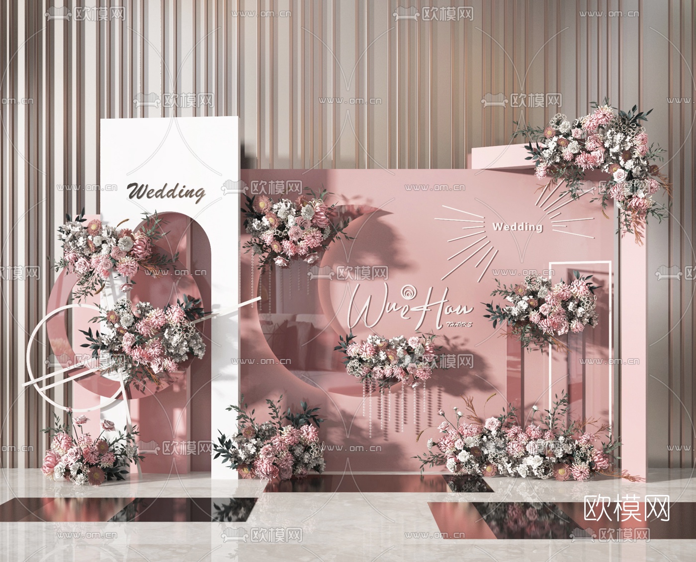 现代婚庆婚礼花卉美陈3d模型下载