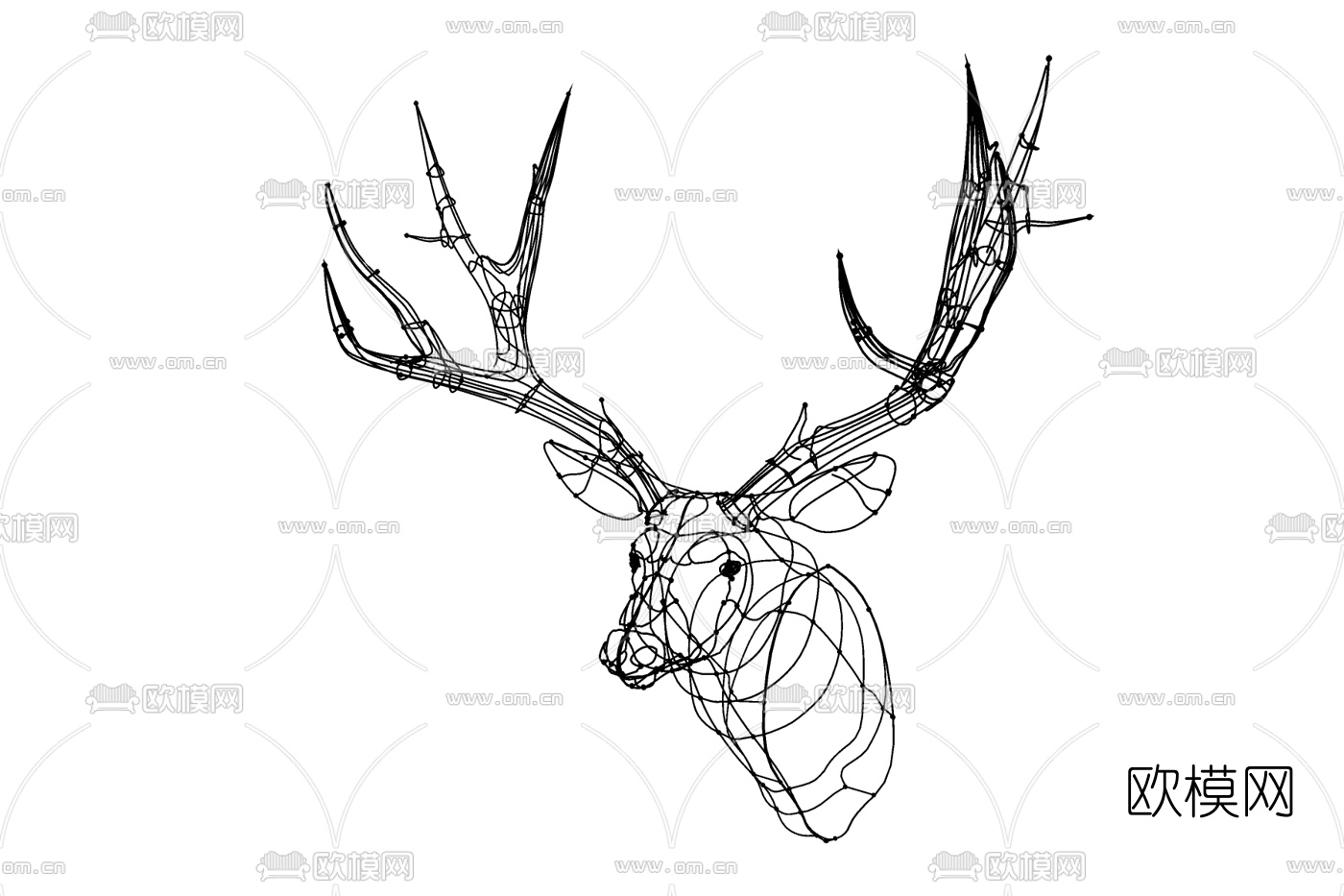 北欧鹿头挂件免费su模型下载
