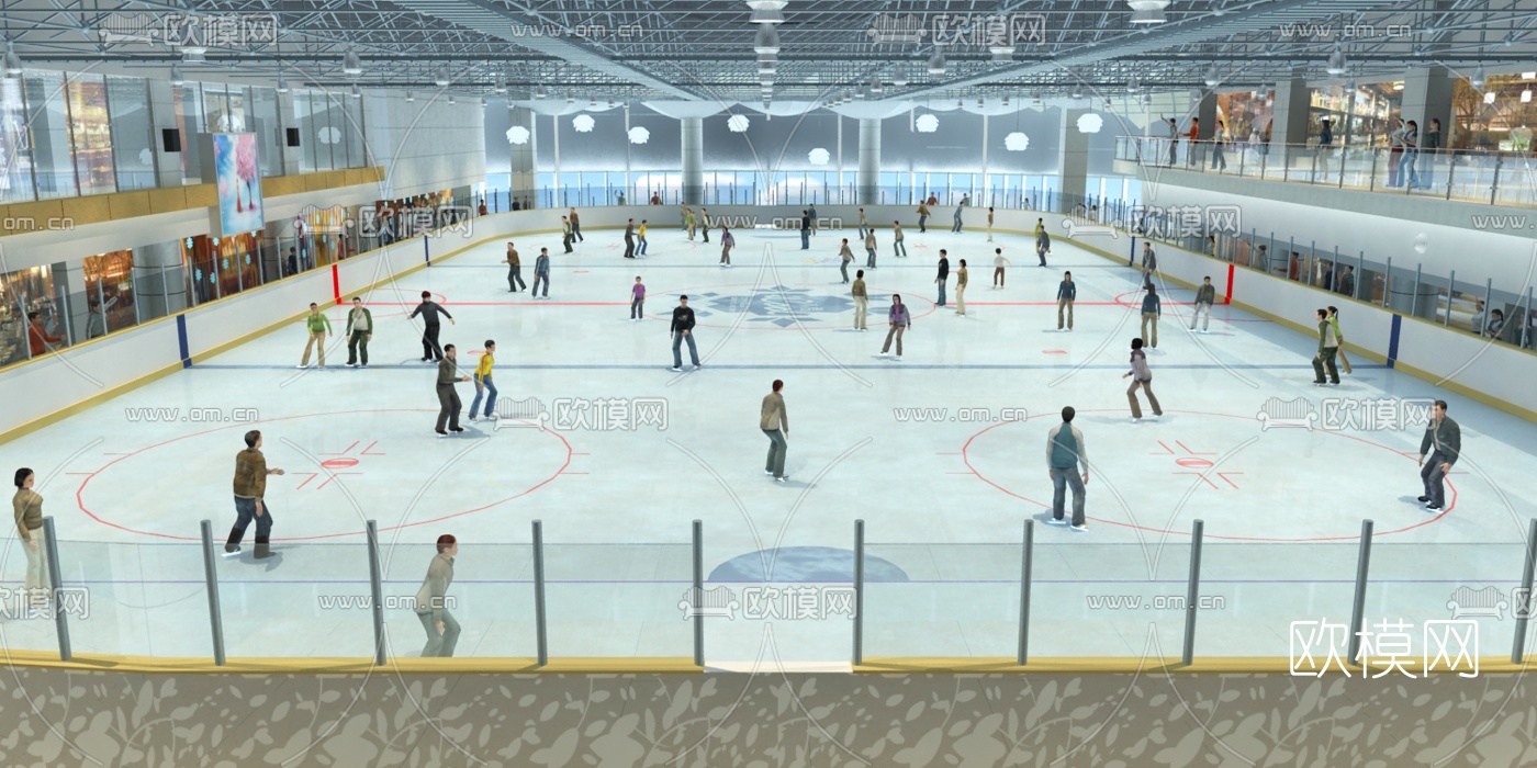 现代滑冰场溜冰场3d模型下载（渲染图1）