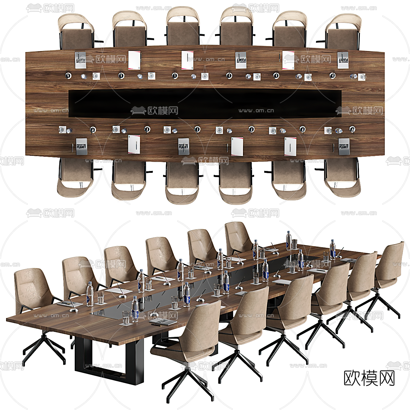 现代会议桌椅3d模型