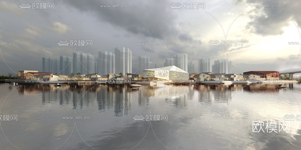 现代商业街su模型