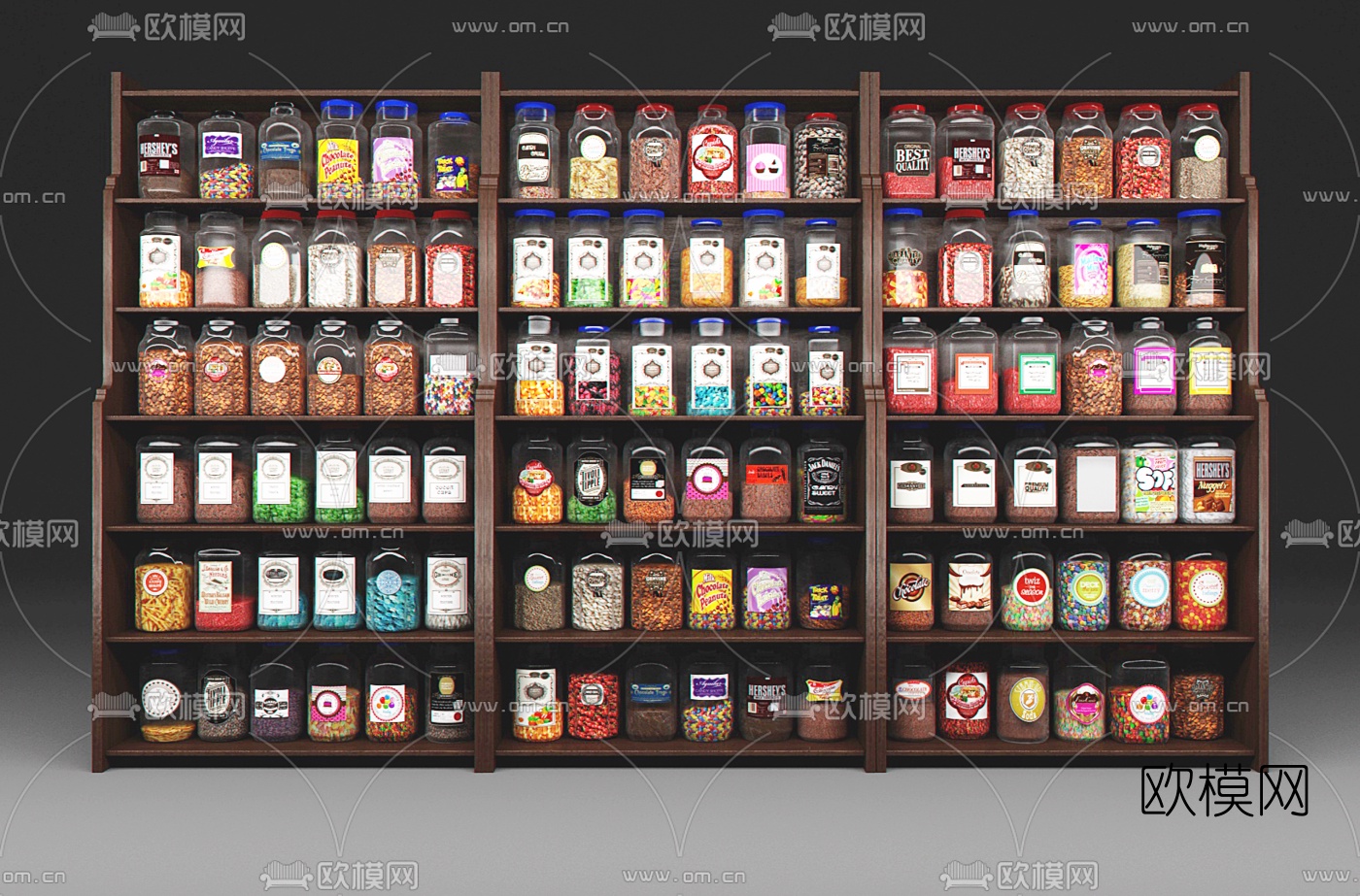 现代糖果展柜货架3d模型下载（渲染图1）